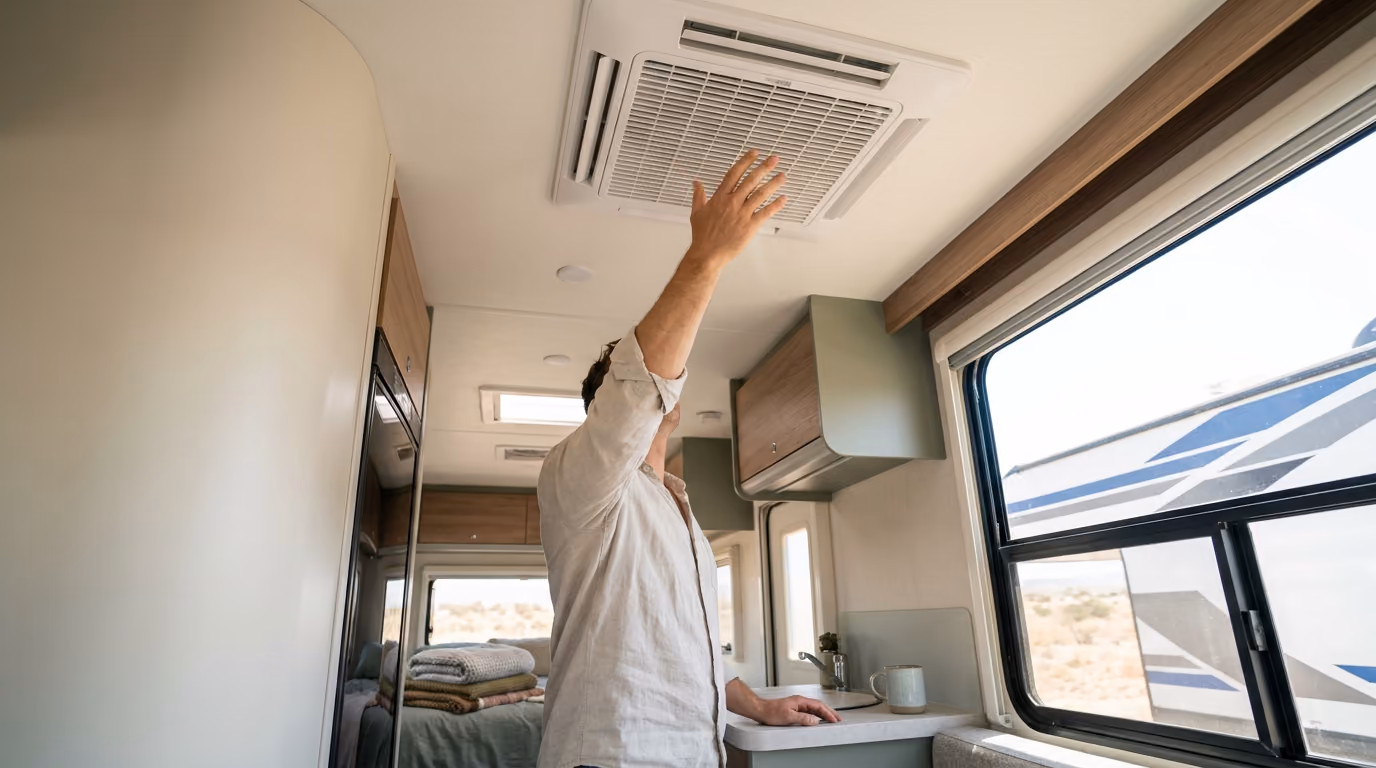 The rooftop unit runs but the air coming out is barely cooler than the cabin.