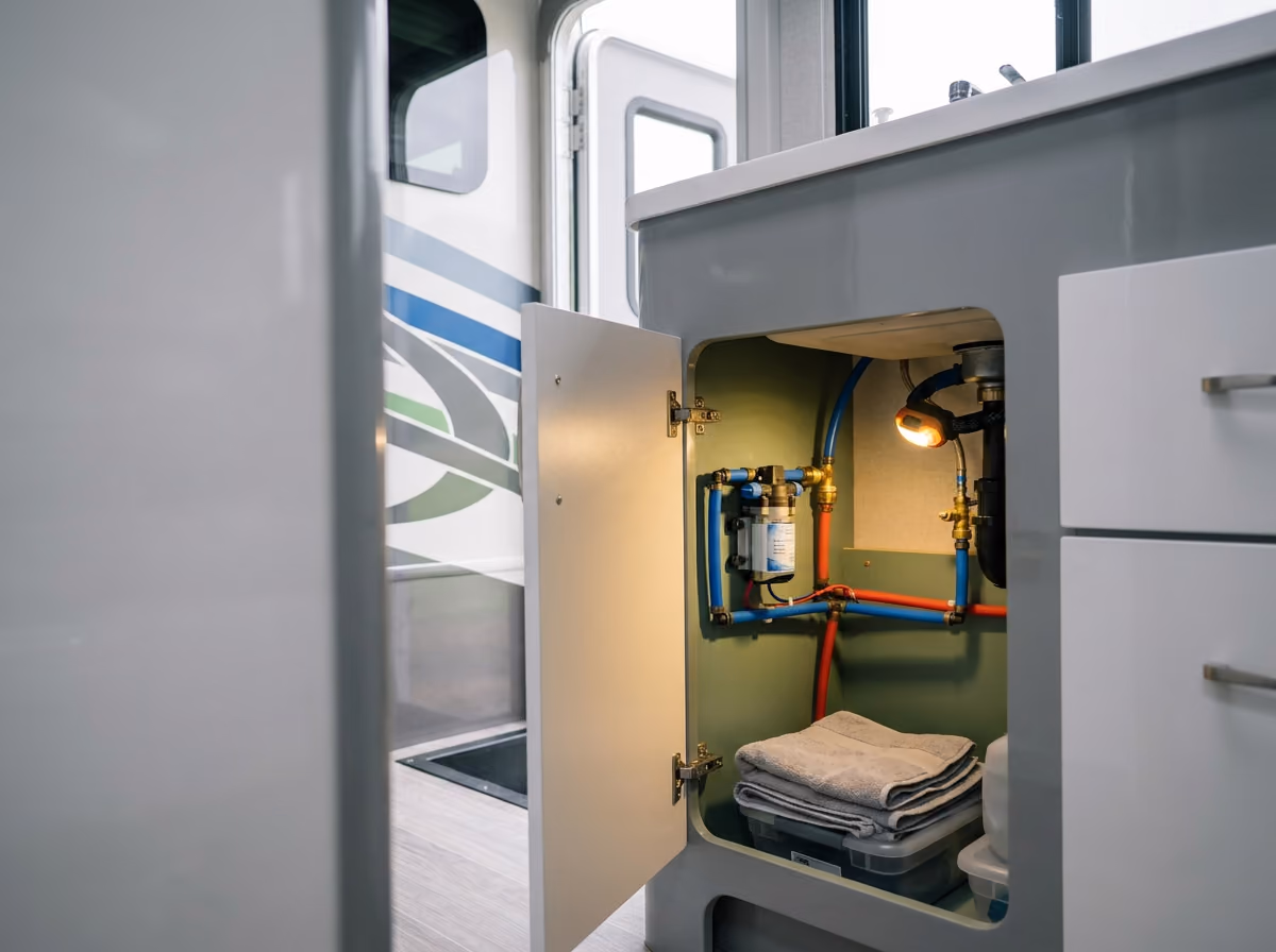 Water and plumbing on a recreational vehicle